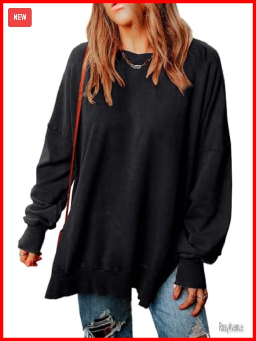 Women Oversized Acid Wash Sweatshirt Crewneck Pullover Long Sleeve